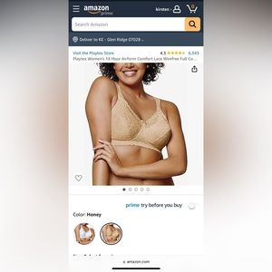 PLAYTEX 18 Hour Bra (4088) Honey wirefree lace full cover beige tan SIZE 38C
